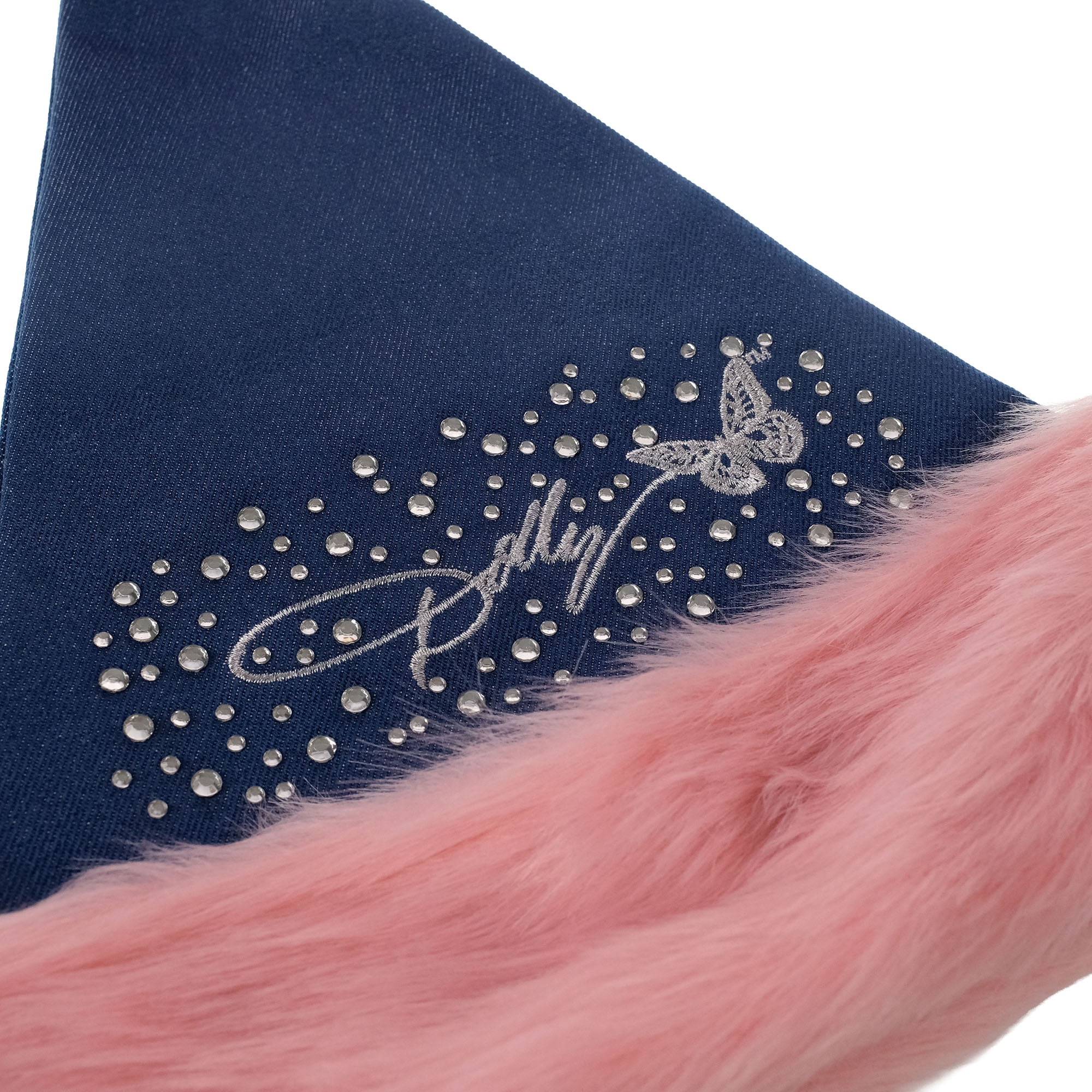Dolly Parton Rhinestone Santa Hat with Pink Faux Fur Trim