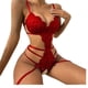 thumbnail image 4 of Lencería para mujer Body de encaje con aberturas y ribete festoneado Lencería de peluche, 4 of 6