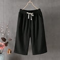 thumbnail image 4 of yillto Women's Plus Size Capri Pants Elastic Waist Wide Leg Shorts Trendy Casual Loose Shorts with Pockets, 4 of 4