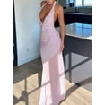 thumbnail image 3 of Women'S One Shoulder Halter Maxi Dress Elegant Ruffled O-Ring Sleeveless Evening Gown Long Cocktail Dress Pink S, 3 of 5