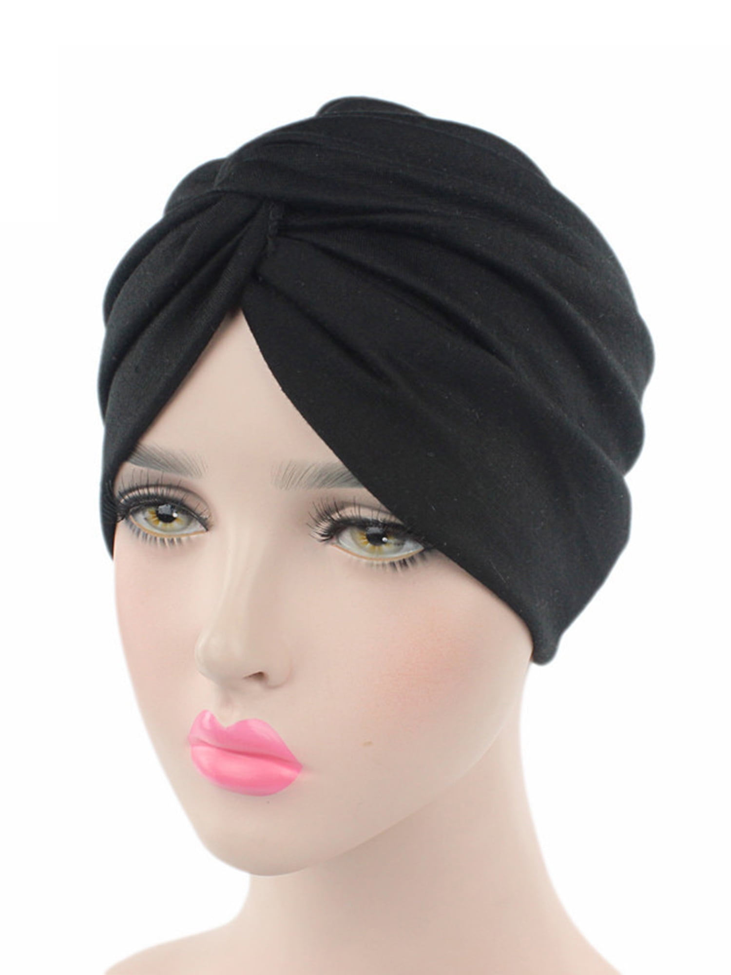 Women Wide Brim Sun Hat Scarf Cap Chemo Hijab Turban Head Wrap Scarf Cover CA