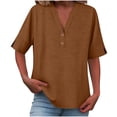 thumbnail image 2 of TaTaai Women's Plus Size V-Neck Button Up Shirt with Loose Fit, Short Sleeves, and Breathable Casual Comfort Gift, 2 of 9