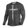 thumbnail image 1 of NaWent T-shirts Graphiques pour Hommes Liquidation Hommes Décontracté Col Rond Chandail Imprimé Manches Longues Blouse Gris L Gris L, 1 of 3