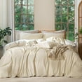 thumbnail image 1 of Ensemble de Housse de Couette en Coton Lavé Effet Lin Respirant Durable Doux Confortable (Lin Brun Gris Grand Lit), 1 of 9