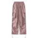 thumbnail image 4 of Pantalones cargo holgados para mujer: pierna ancha con cordón, poliéster, ropa urbana/hip hop, tallas S-XXL, 4 of 4