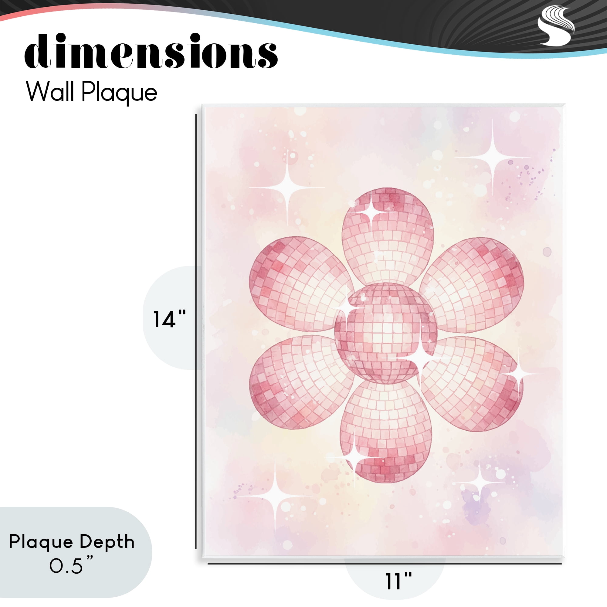 Stupell Industries Dreamy Pink Disco Ball Flower Wall Plaque Art, design by Lil' Rue
