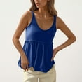 thumbnail image 2 of ZQGJB Women's Summer Flowy Tank Tops Loose Fit Sleeveless Strap Ruffle V Neck Shirts Babydoll Tunic Tank Peplum Tops Blue XL, 2 of 7