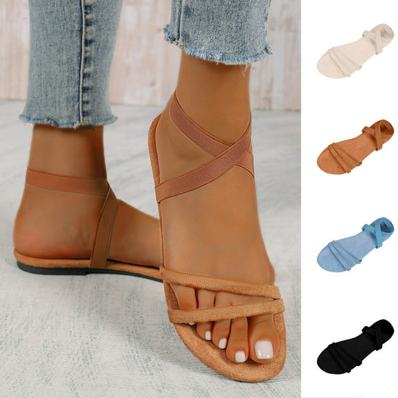 Bovxnpu Women's Warm Fuzzy Slippers Winter House Shoes, Women's Fashionable Strap Breathable Spring And Summer Flat Sandals Comfy Soft Lightweight Indoor House Shoes