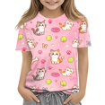thumbnail image 3 of Cute Tops for Kids Girls 10-12 Short Sleeve Funny Animal Print Tween Girls Trendy Clothes Tee Tops Summer Trendy Soft Kids Clothes Crew Neck T-Shirts Pink, 3 of 6