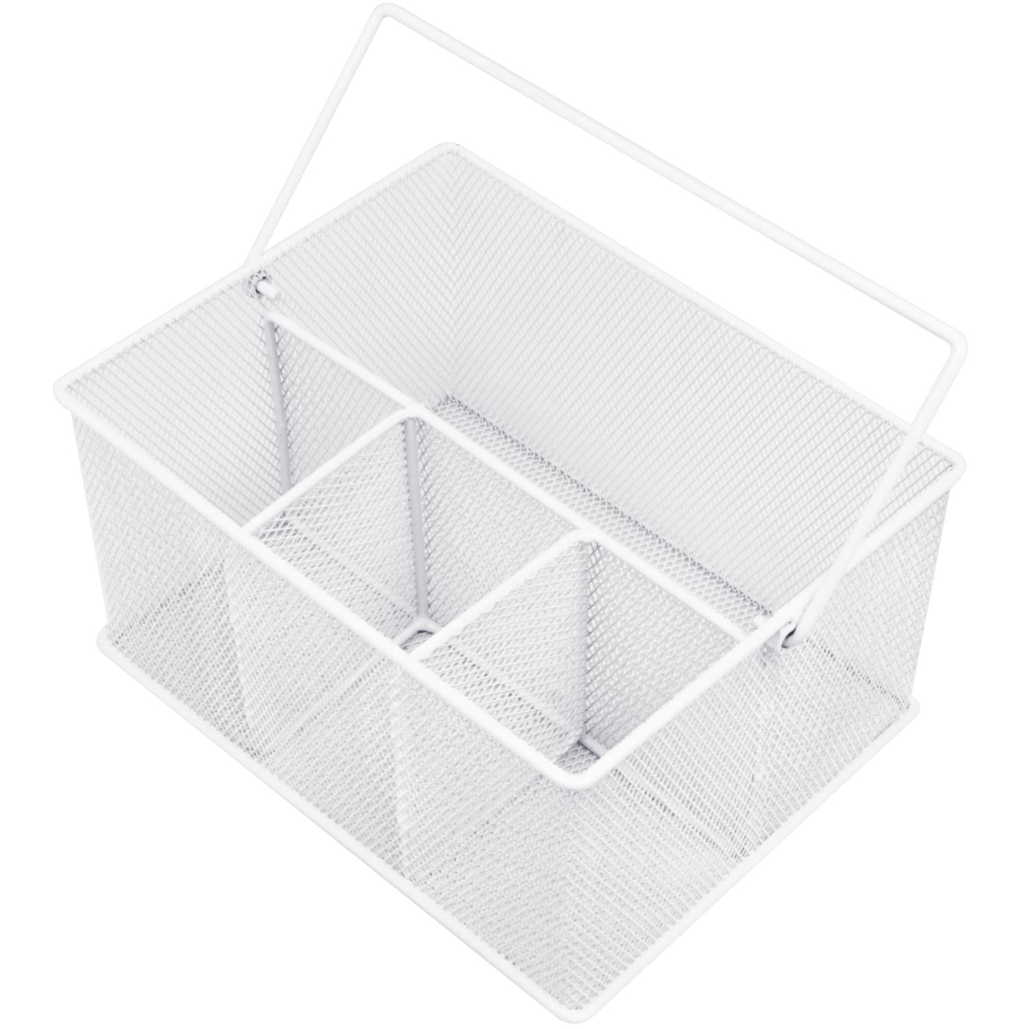 Sorbus Steel Mesh Utensil Caddy with Napkin Holder & Condiment Organizer, White