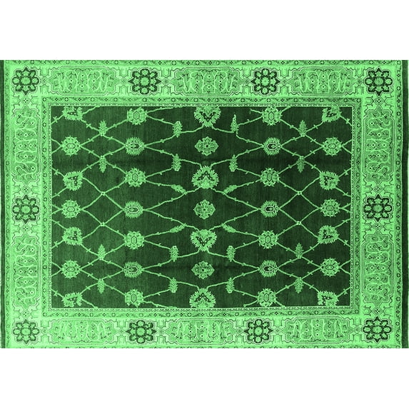Ahgly Company Indoor Rectangle Oriental Emerald Green Traditional Area Rugs, 5' x 7'