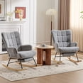 thumbnail image 6 of Furniliving Rocking Chair, Upholstered Nursery Rocking Chair with Footrest, High Backrest, Thick Cushion Glider Rocker Accent Chair, Comfy Armchair for Living Room, Bedroom, Nursery, Gray, 6 of 12