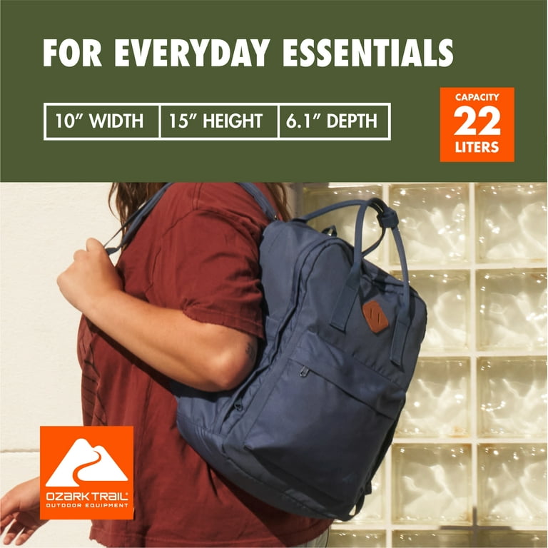 Ozark Trail Asheville Dual-Carry Backpack 22 Liter, Blue Indigo, Polyester,  Adult, Teen, Unisex