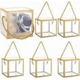thumbnail image 1 of 10 juegos de cajas de regalo transparentes de 12 x 12 x 12 cm con borde dorado y asa para dulces, chocolates y fiestas., 1 of 9