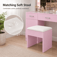 thumbnail image 5 of Ktaxon Large Makeup Vanity, Get Ready with Me GRWM Vanity Table Set W/ Visible Glass Top & Charging Station, Light Pink, 5 of 7