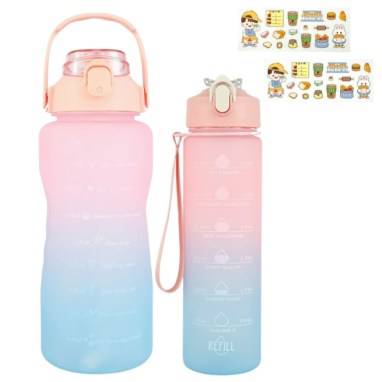 2L Large Capacity Sport Water Bottle Portable Cute Water Bottles For  Outdoor Indoor Gradient Frosted Dual