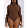 thumbnail image 4 of Tummy Control Shapewear for Women Seamless Long Sleeve Bodysuit Shapewear Brown XL, 4 of 10
