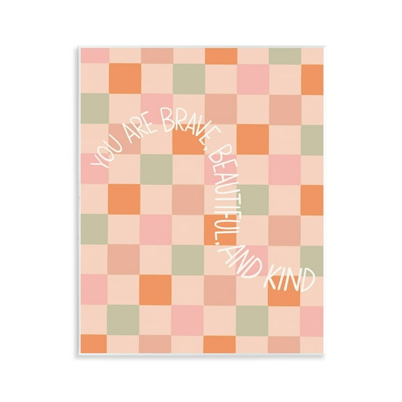 Stupell Industries Checkered You Are Brave Text & Numbers Painting Unframed Art Print Wall Art, 11 x 14