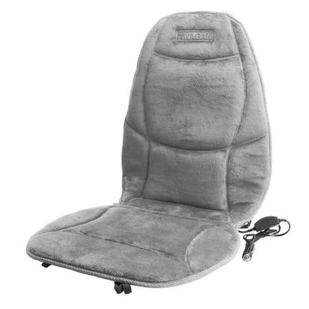 Wagan 12V Auto Soft Velour Heated Seat Cushion with Lumbar Support, Grey