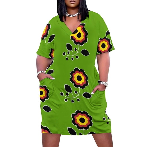 Ojibwe Flower Beadwork Indigenous WAWEZHI CANADA Loose Pocket Dress Dress woman Woman fashion