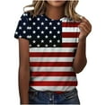 thumbnail image 2 of VKOYWKM USA Flag Tshirts Shirts for Women Short Sleeve Patriotic Top American Flag Stars and Stripes Graphic T Shirts Patriotic Crew Neck Independence Day Tees, 2 of 5