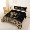 thumbnail image 2 of Erosebridal Chic Cheetah Print Queen Comforter Set, Personalized Initial E Bedding Comforter Set, Black Brown, Black Reversible 3 Pieces, 1 Comforter and 2 Pillowcases, 2 of 6