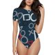thumbnail image 1 of Balery Navy Blue Geometric Body de cuello redondo de manga corta para mujer Tops de manga corta Tops básicos-X-Large, 1 of 7