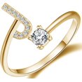thumbnail image 1 of GHSDFBB Initial Letter Ring for Women Girls Gold Stackable Alphabet Rings with Initial Adjustable Crystal Inlaid Initial Rings Bridesmaid Gift, 1 of 6