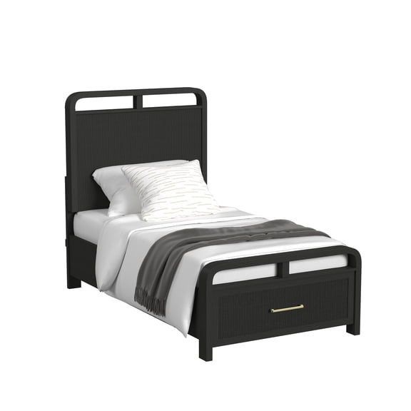 Woodridge Twin Storage Bed in Black with Grain