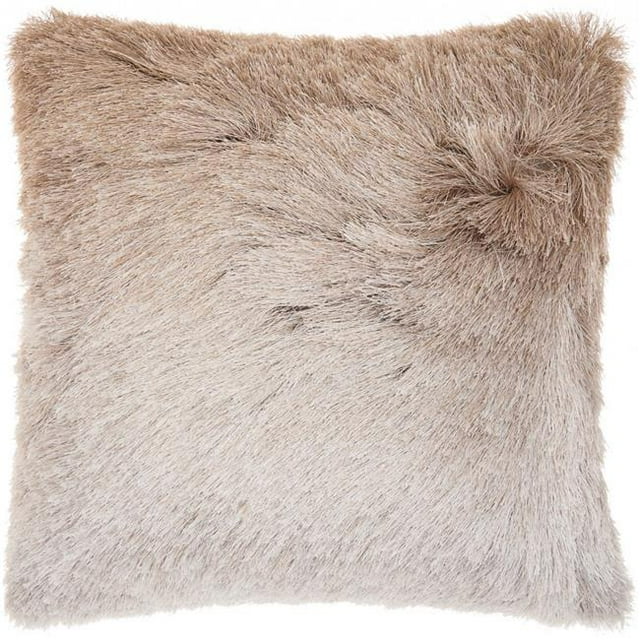 HomeRoots 386434 Plush Beige Silver Accent Throw Pillow