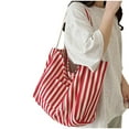 thumbnail image 4 of Hxlamzoo Women's Stylish Canvas Tote Bag - Large Capacity Striped Shoulder Bag for Casual Outings, Commute & Travel | Lightweight, Durable & Spacious Design, 4 of 4