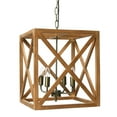 thumbnail image 6 of Creative Co-Op Metal and Wood Cage Chandelier, Brown, 6 of 8