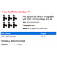 thumbnail image 2 of Fuel Injector Set 6 Piece - Compatible with 2007 - 2010 Ford Edge 3.5L V6 2008 2009, 2 of 2
