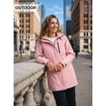 thumbnail image 3 of Wantdo Women's Short Waterproof Autumn Jacket Wind Resistant Removable Hood Rain Coat Outdoor Ski Jacket Pink XL, 3 of 9
