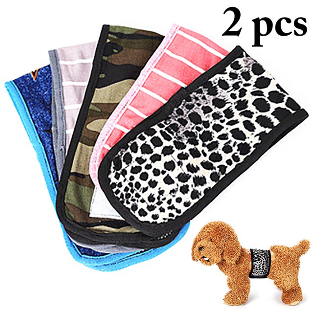 2 Pcs Couche pour Chien Lavable Réutilisable Bande de Ventre pour Chien Coussin de Période pour Chien Féminin
