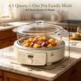 thumbnail image 2 of MAGNIFIQUE 4.5 Quart Cream White Glass Claypot Multi-Cooker, Programmable Round Slow Cooker with Removable Glass Pot, 2 of 8
