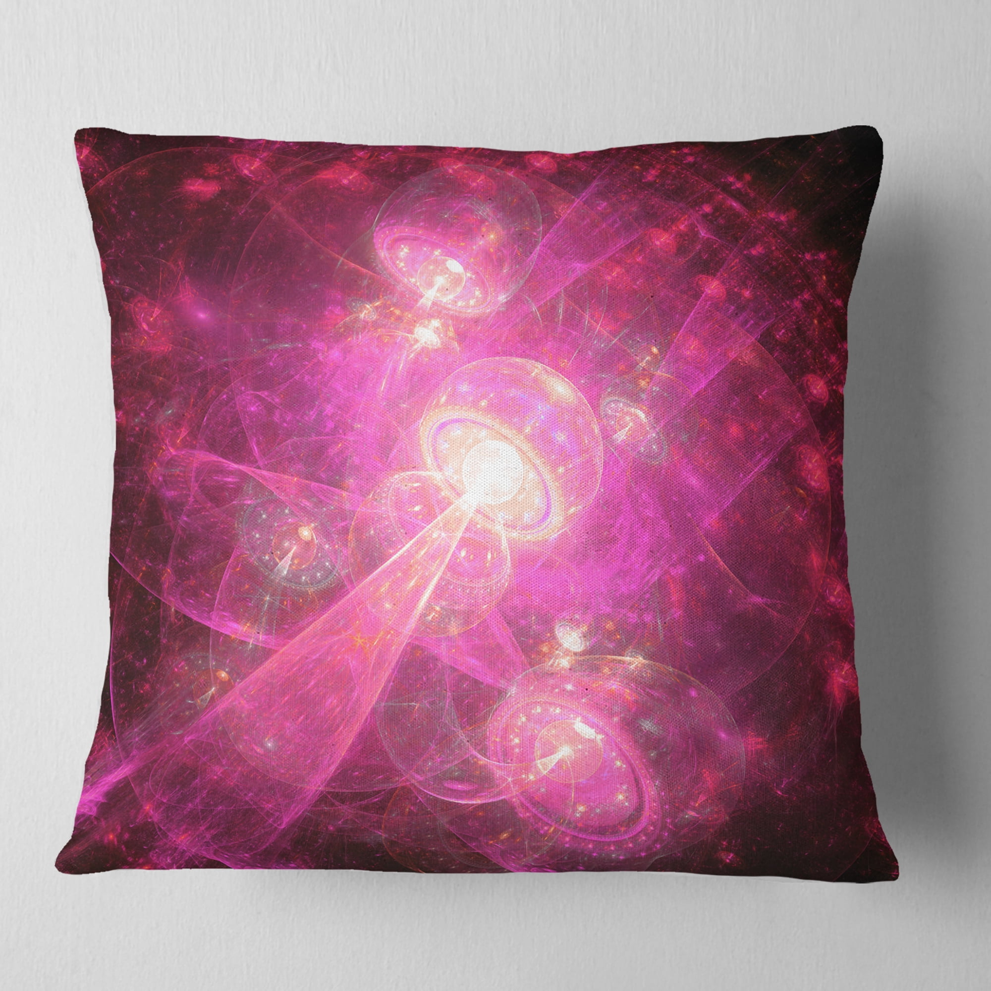 Designart Pink Fractal Space Theme - Abstract Throw Pillow - 18x18