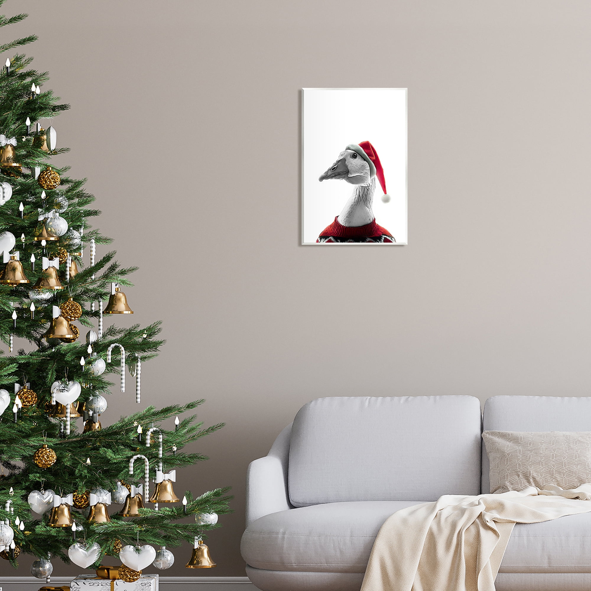Stupell Industries Duck in Santa Hat Holiday Painting Unframed Art Print Wall Art, 13 x 19