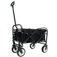thumbnail image 6 of NIGSQJB Collapsible Folding Wagon Cart, Heavy Duty Utility Beach Wagon Cart for Sand with Strapping System, Big Wheels, Adjustable Handle & Drink Holder for Shopping,Camping,Garden,Outdoor, Black, 6 of 9