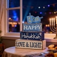 thumbnail image 3 of 4 Pcs Hanukkah Table Decorations Chanukah Tiered Tray Decor Dreidel Star of David Wooden Block Signs Blue and White Jewish New Year Judaism Hanukkah Decor for Home Kitchen Mantel Party, 3 of 16