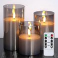 thumbnail image 1 of Flameless LED Candles with Remote Control, Glass Pillar Battery Candles with Timer for Home Decor, 1 of 5