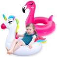thumbnail image 1 of Flotadores para piscina Camlinbo Unicorn Flamingo para niños de 2 a 5 años, paquete de 2, 1 of 6