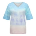 thumbnail image 4 of YOTAMI Tie Dye Shirts Women Summer Plus Size Clothes V-Neck Short Sleeve Blouses Trendy Casual Funny Graphic T Shirts Sky, 4 of 5