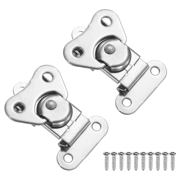 2.09x1.5" Spring Loaded Butterfly Twist Latch, 2Pcs Steel Twist Latch & Keeper Silver