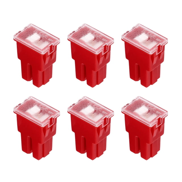 Uxcell 6pcs Fusible de Caja, 32VDC 50A Terminal Femenino Asortimento Fusible de Caja J para Coche, Camión, RV, Barcos, Rojo