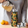 thumbnail image 4 of 20 Oz Black Sunflower Coffee Tumbler Double Wall Insulated Stainless Steel Water Bottle | Metal Reusable Thermoses Flask with Cup Cap | Leak & Sweat Proof with Anti-Dust Lid, 4 of 7