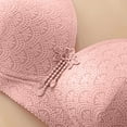 thumbnail image 4 of Bras for Women Plus Size Embroidery Lace Full Coverage Wireless Push Up Non Padded Everyday Minimizer Bra,Pink 3,42 C, 4 of 5