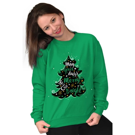Xmas May Your Days Be Merry Bright Women Plus Size Crewneck Sweatshirt Brisco Brands 2X