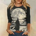 thumbnail image 2 of Camisa para mujer, moda informal, manga raglán, cuello redondo, manga 3/4, suelta, camiseta estampada de Halloween, top para mujer, 2 of 7