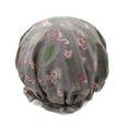 thumbnail image 1 of 1 Pcs Bonnet de Douche Imperméable, Bonnet de Bain Réutilisable Élastique Imprimé de Protection pour les Cheveux (Flamant Rose Gris), 1 of 7